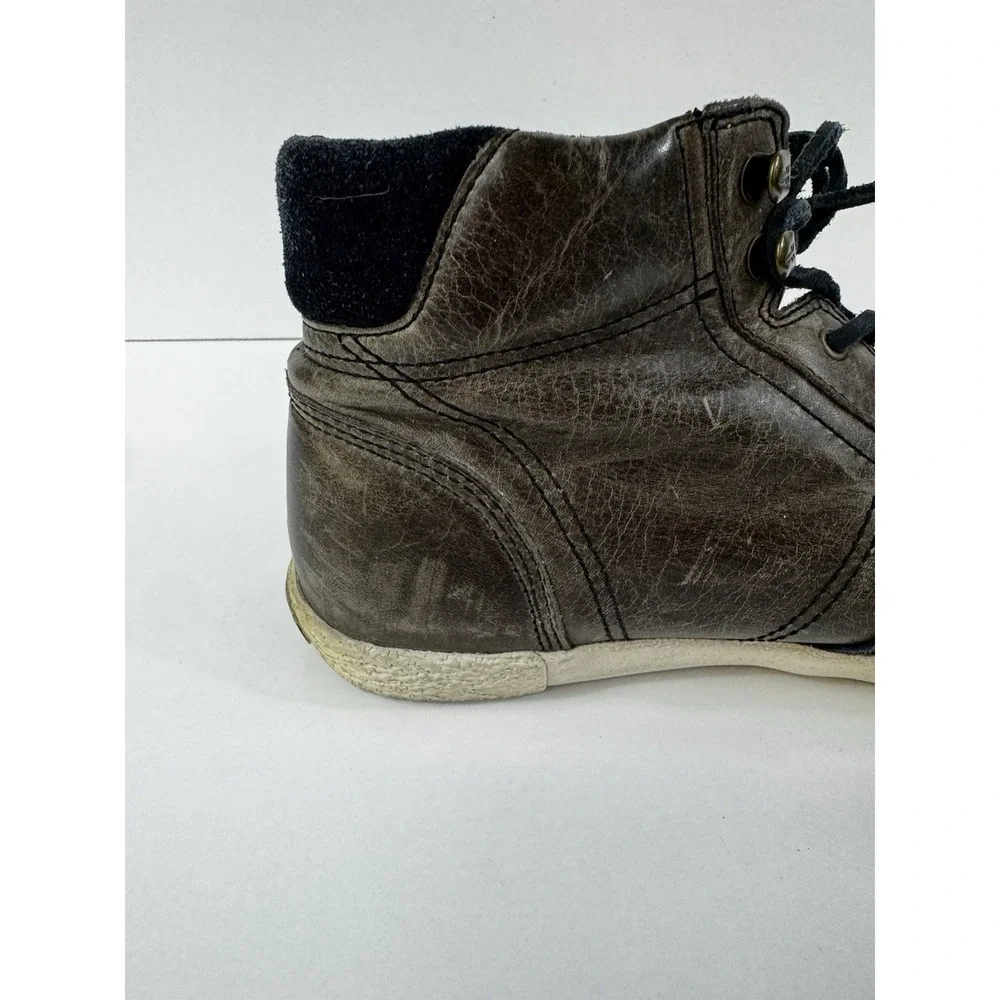 Men Frye Brown Mid Shoe Mens Size 8 Boots Bedford Hi Top Leather Sneakers